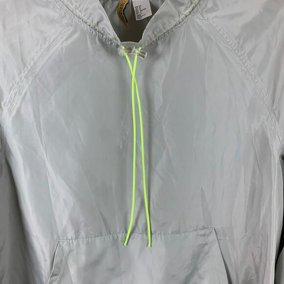 H&M Grey Neon Green Blouse Stand-Up Collar Pullover Windbreaker Drawstring 8 M - Picture 4 of 7